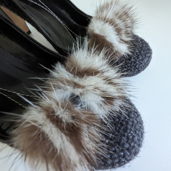 Kate Spade Chocolate Woven Sparkle Pumps Sz 8 - Picture 3 of 4